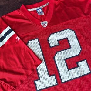 VTG NFL Reebok New England Patriots Tom Brady Jersey 12 Red Throwback Mens XL